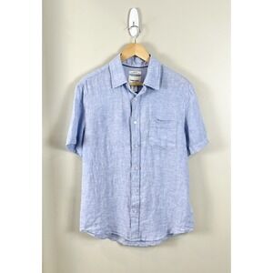 THOM AARON NWT Men's M Button Up Shirt 100% Linen/European Flax Blue